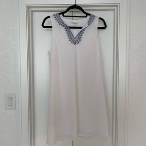 BCBG White with blue embroidery dress